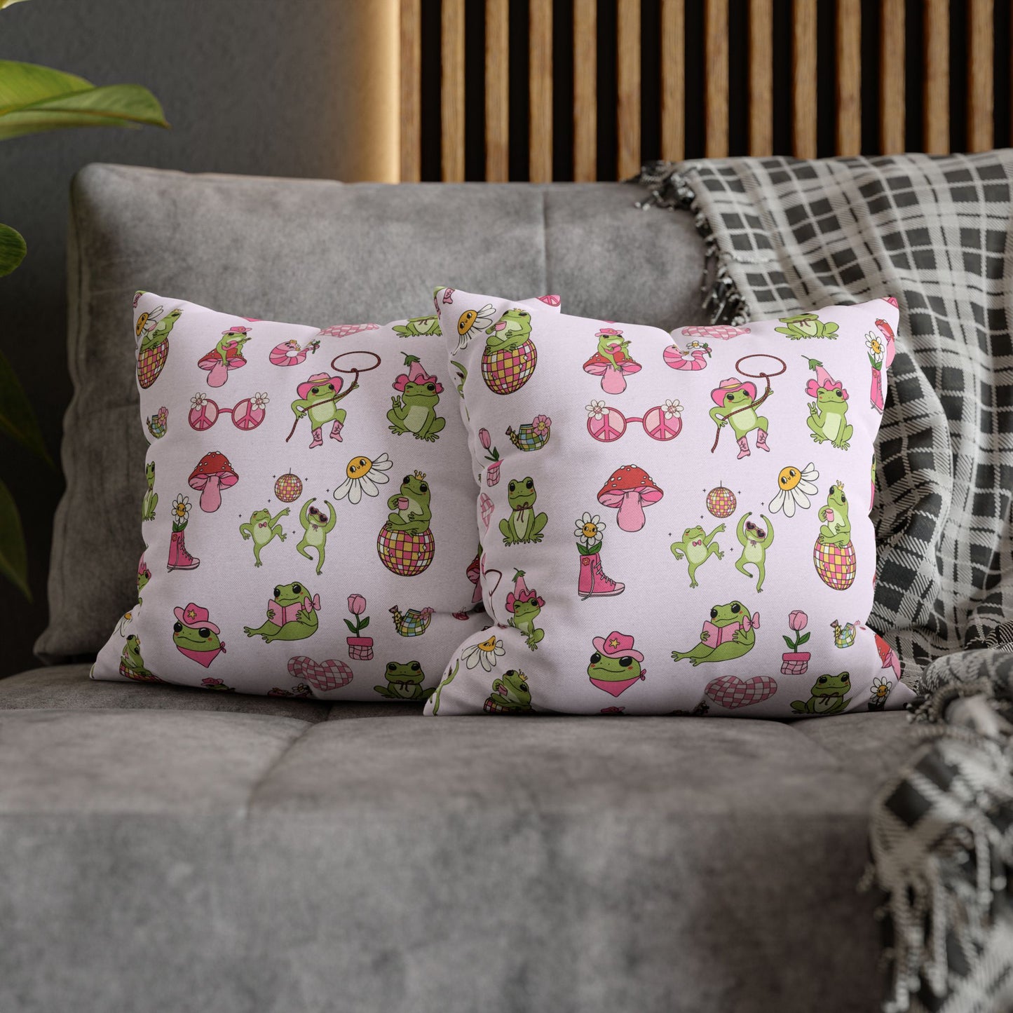 Frog-Themed Square Pillowcase, Frog Decor | Fun Home Decor
