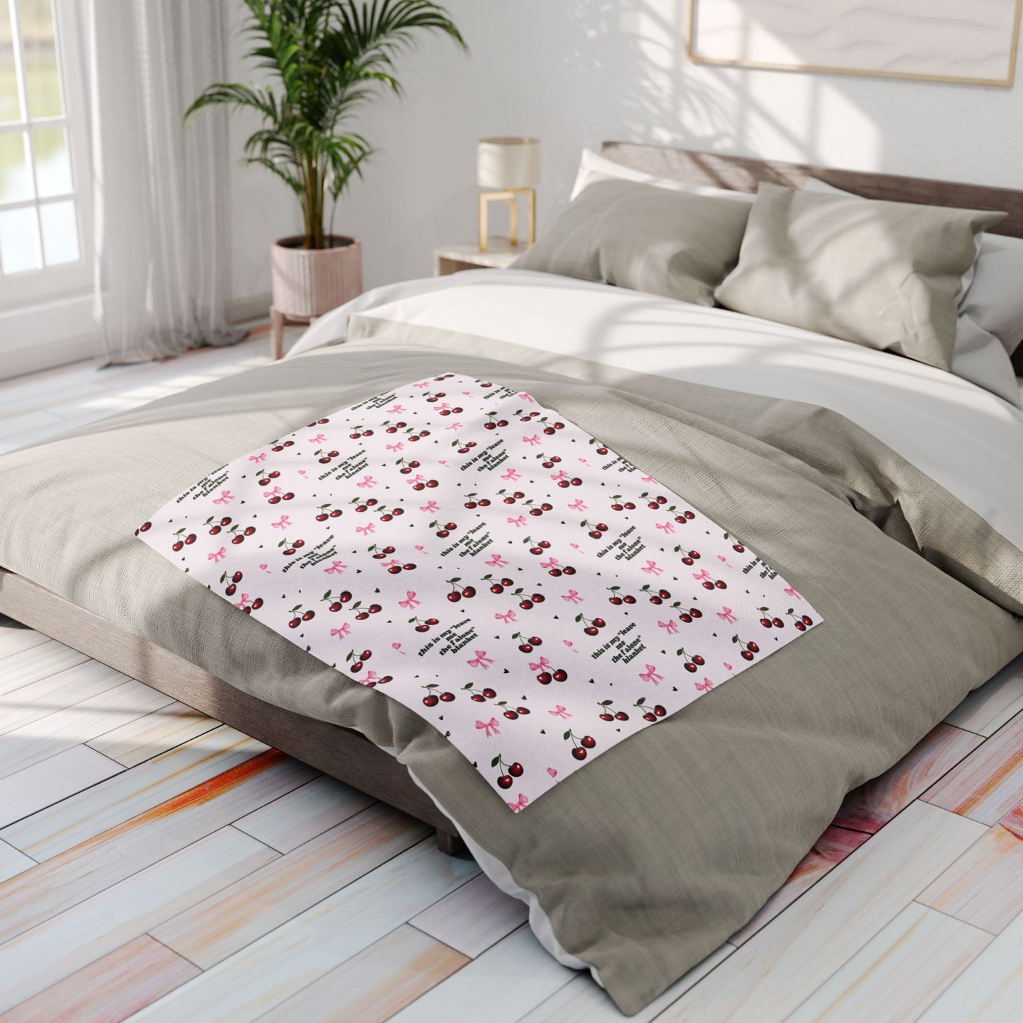 Cozy Cherry Fleece Blanket - Cute Cherry Print