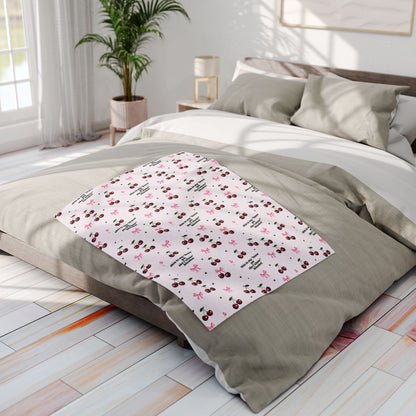 Cozy Cherry Fleece Blanket - Cute Cherry Print