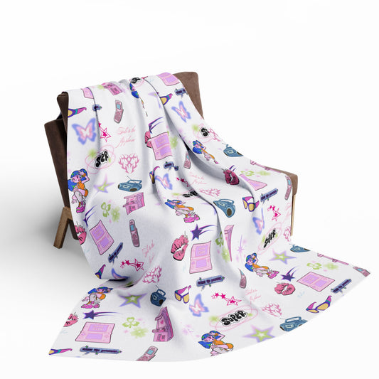 Vibrant Y2K Fleece Blanket | Kidcore nostalgic design