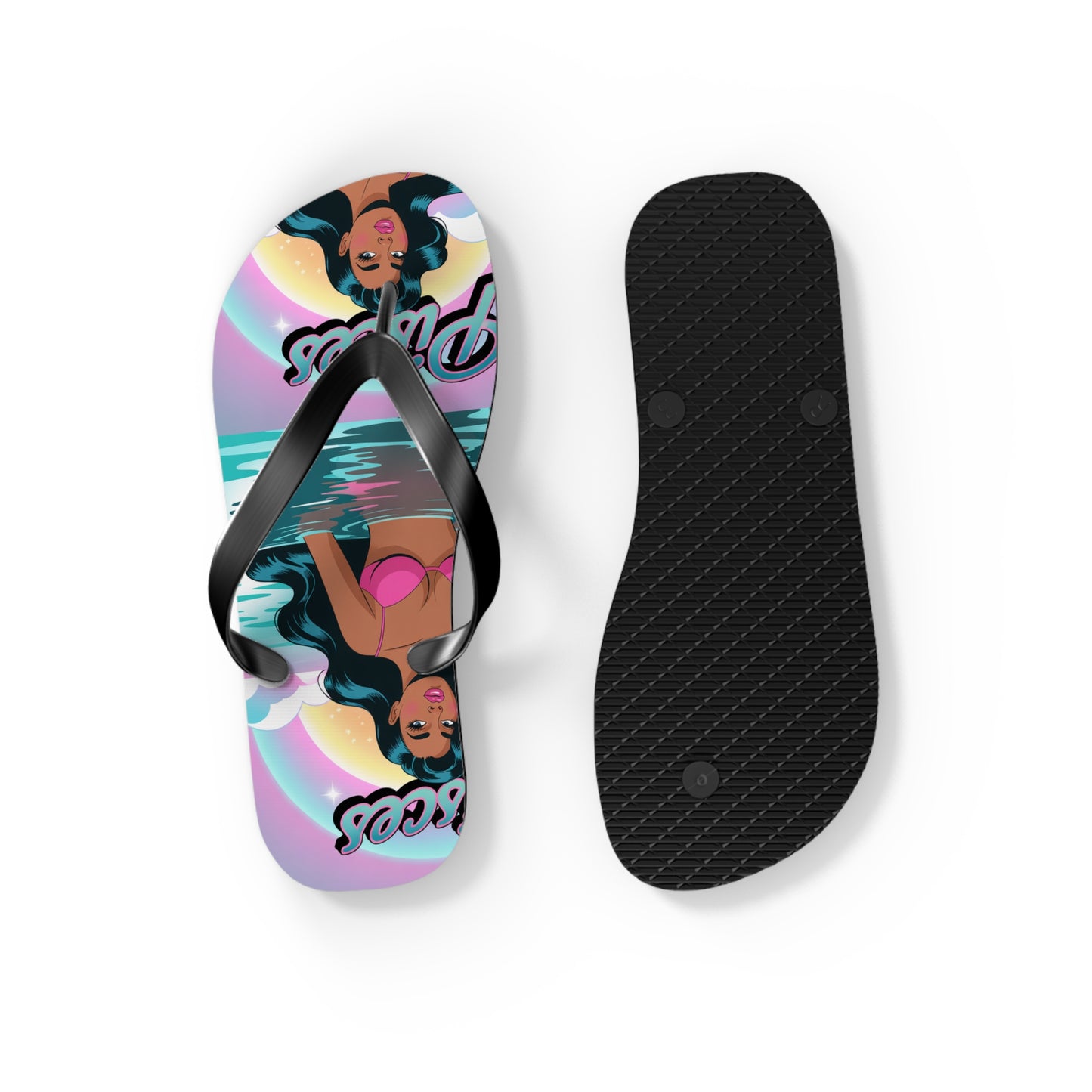 ‘PISCES’ Beach Flip Flops, Summer Footwear
