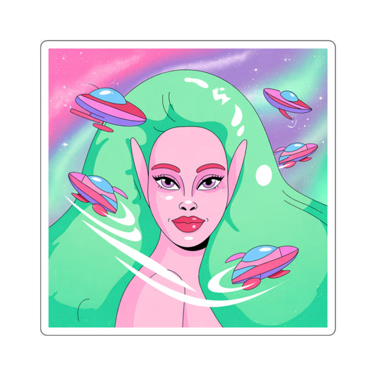 Vibrant Alien Vibe Square Stickers - Perfect for Laptops, Journals & more!