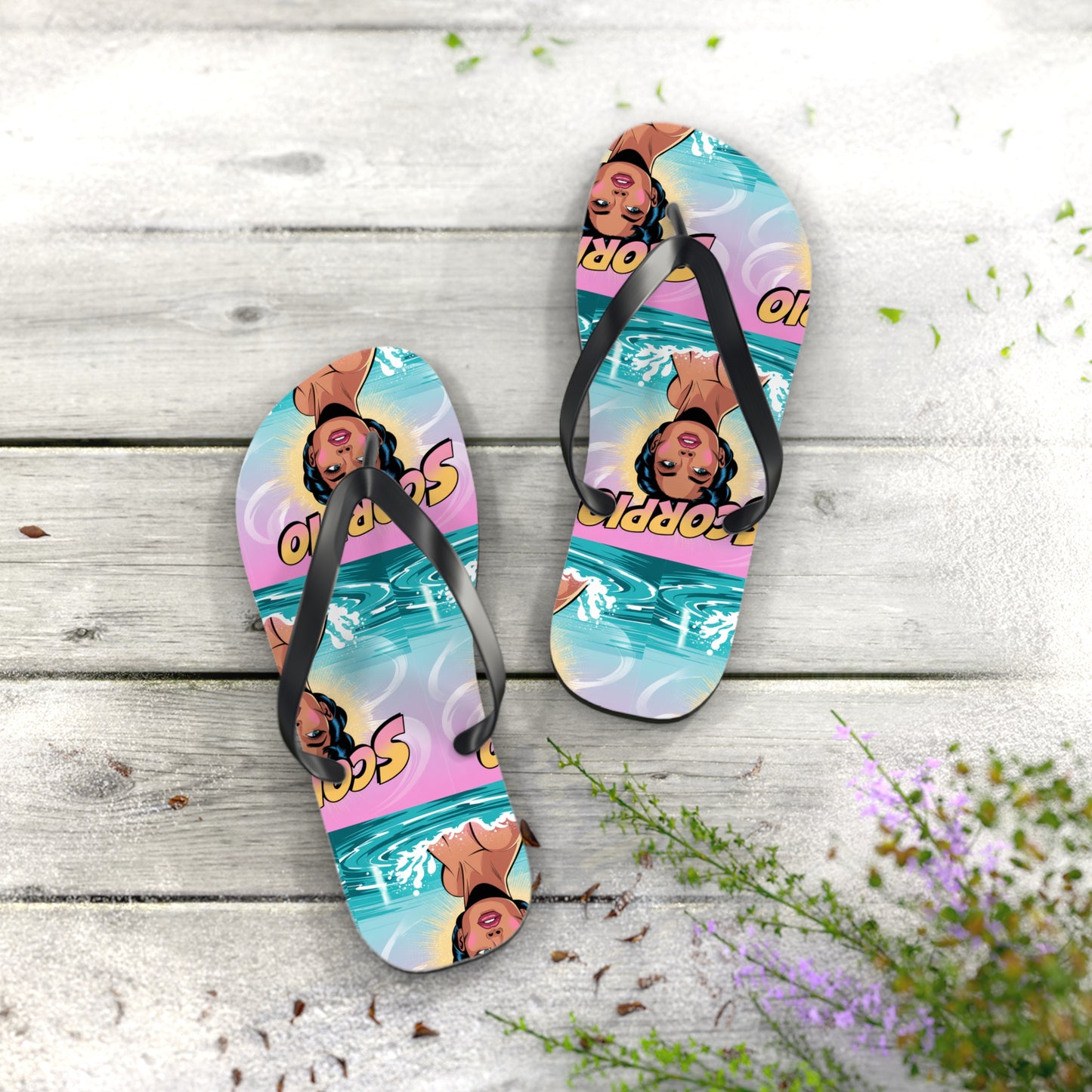 ‘Scorpio’ Zodiac Flops | Fun Beach Sandals, Astrology Gifts