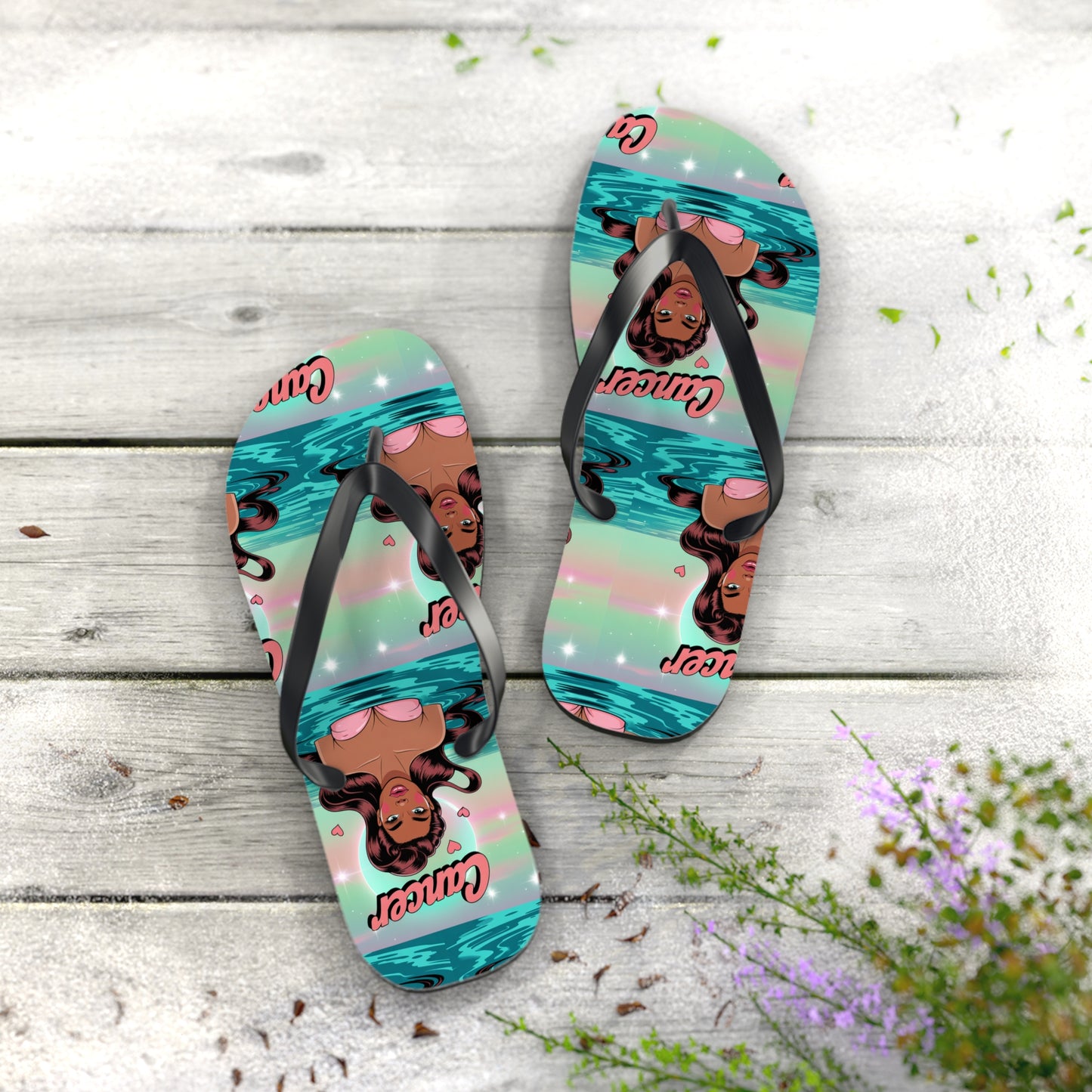 Zodiac ‘CANCER’ Beach Flip Flops - Summer Sandals