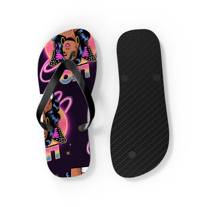‘LEO’ Vibrant Graphic Flip Flops, Fun Summer Footwear, Beach Comfort