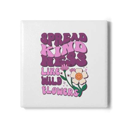 Wildflower Ceramic Coaster with Kindness Quote, Coffee Table Accessory
