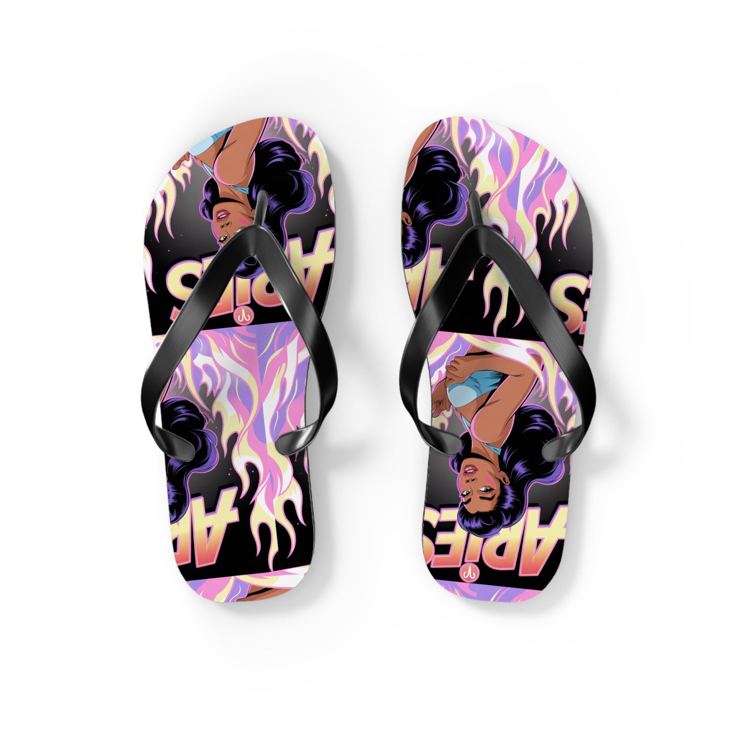 ‘ARIES’ Graphic Flip Flops - Beach Footwear, Vacation Essentials