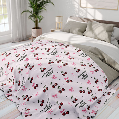 Cozy Cherry Fleece Blanket - Cute Cherry Print