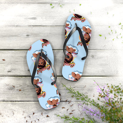 ‘GEMINI’ Graphic Flip Flops, Summer Footwear, Vacation Sandals