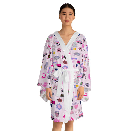 Long Sleeve Kimono Robe, Y2K Lounge Wear