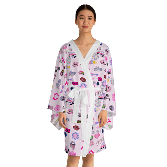 Long Sleeve Kimono Robe, Y2K Lounge Wear