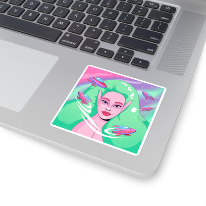 Vibrant Alien Vibe Square Stickers - Perfect for Laptops, Journals & more!