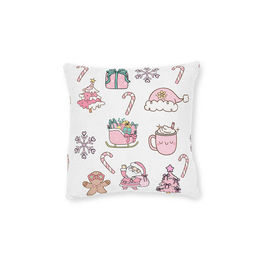 Christmas Square Pillow - Festive Holiday Decor, Seasonal Cushion