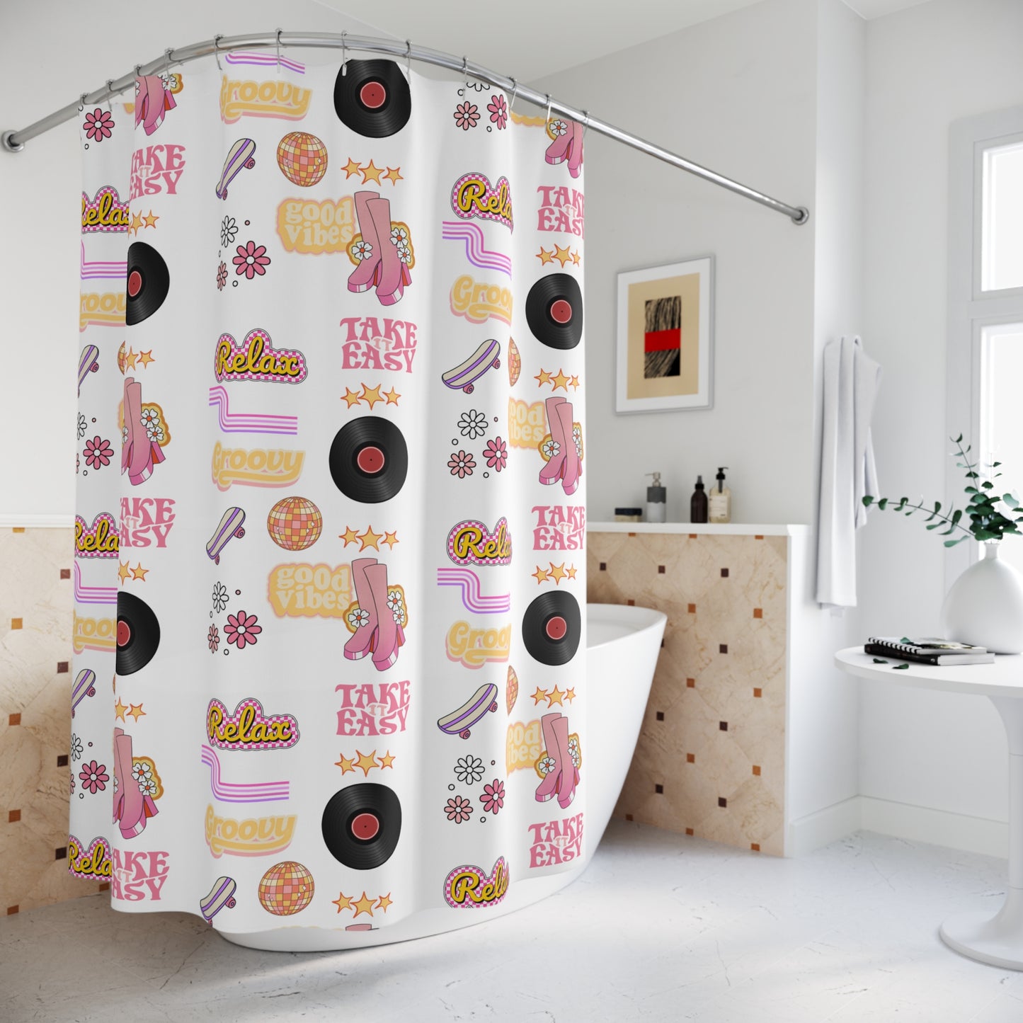 Groovy Shower Curtain, Retro Bathroom Decor