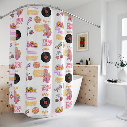 Groovy Shower Curtain, Retro Bathroom Decor