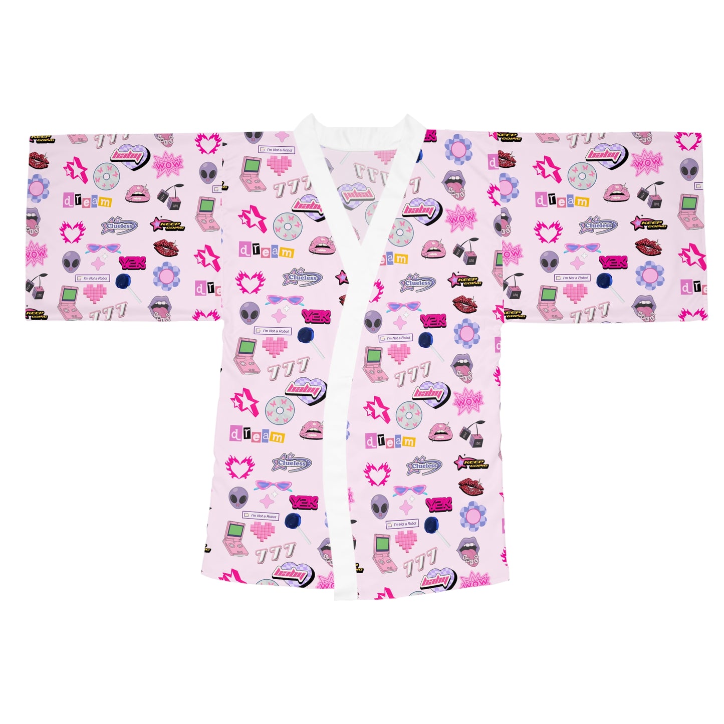 Long Sleeve Kimono Robe, Y2K Lounge Wear