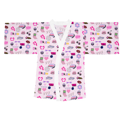 Long Sleeve Kimono Robe, Y2K Lounge Wear