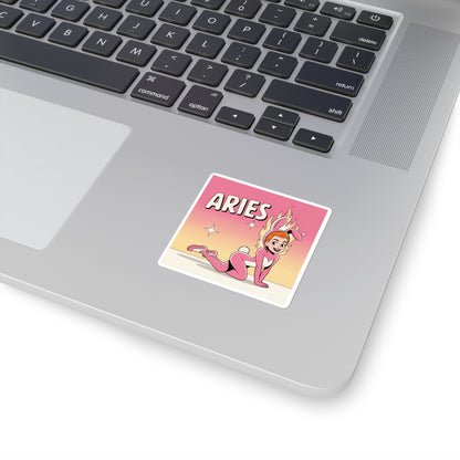 Aries Zodiac Square Stickers | Cute Astrological Decals for Laptops