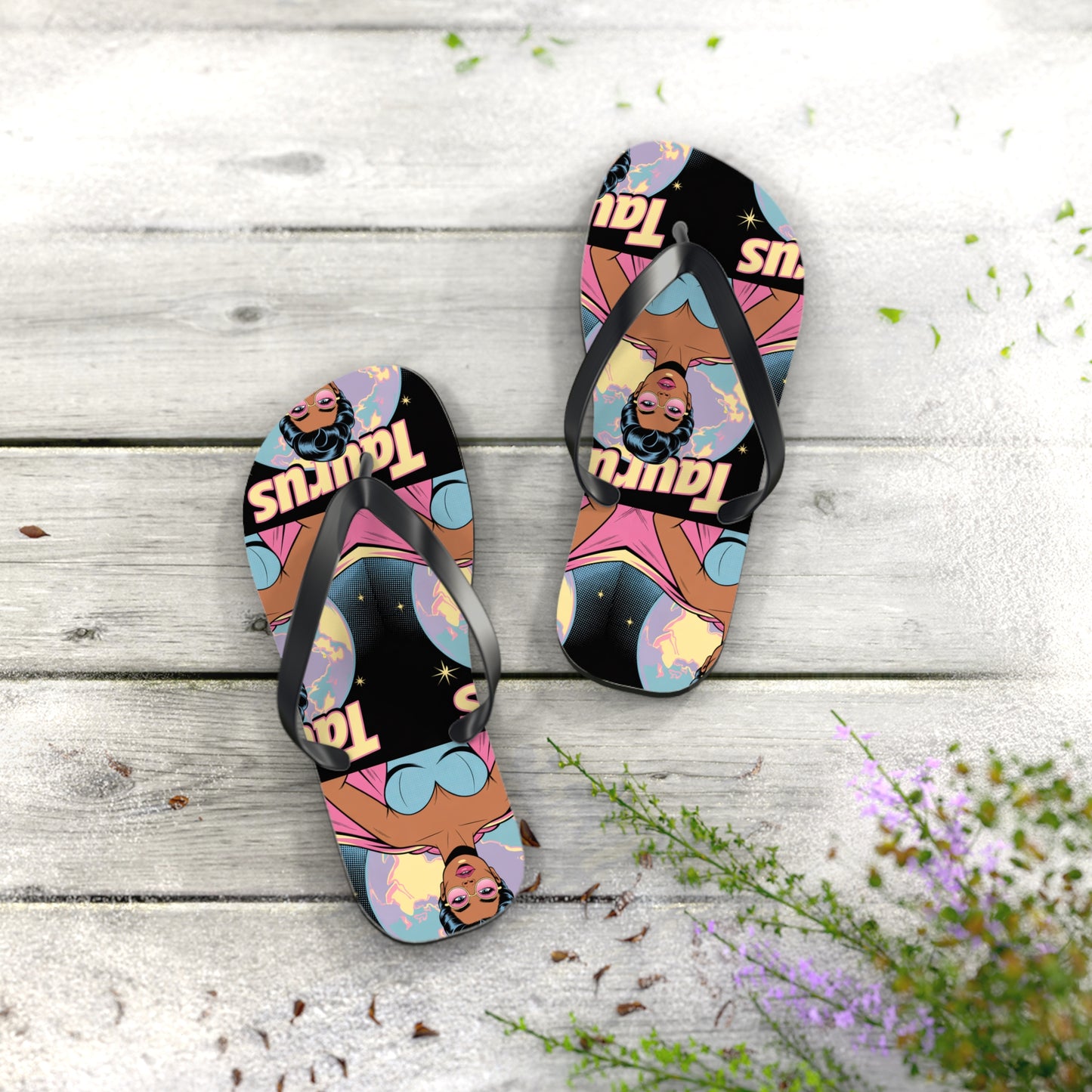 ‘TAURUS’ Colourful Flip Flops, Zodiac Sandals for Astrology Lovers