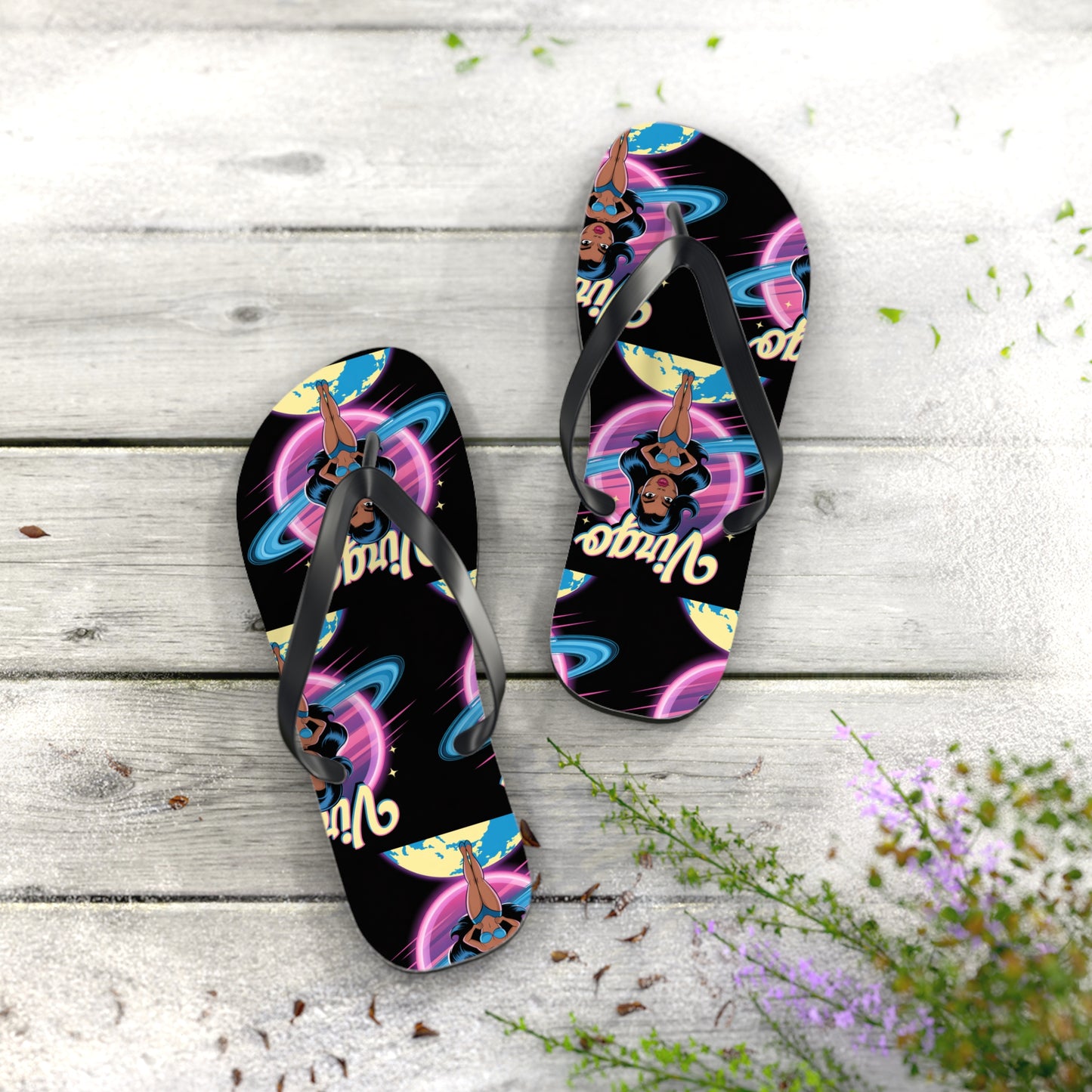 ‘VIRGO’ Cosmic Flip Flops, Beach Footwear, Summer Sandals