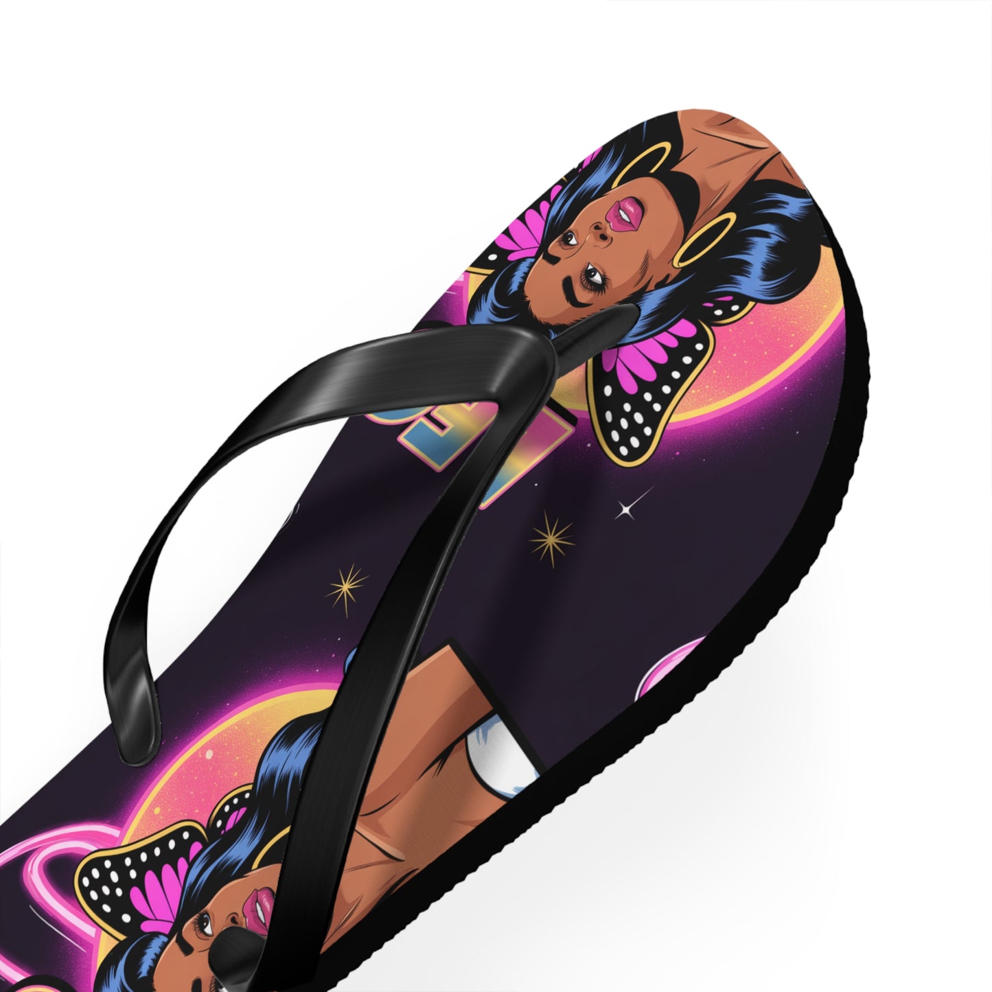 ‘LEO’ Vibrant Graphic Flip Flops, Fun Summer Footwear, Beach Comfort