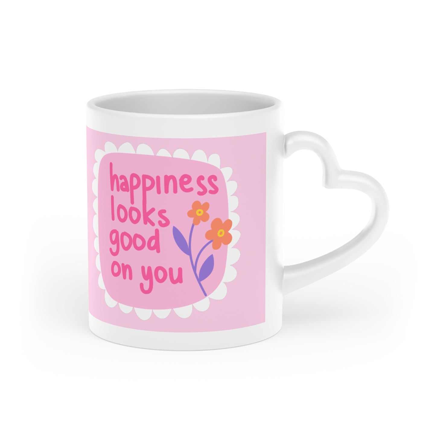 Happiness Looks Good On You Heart-Shaped Mug