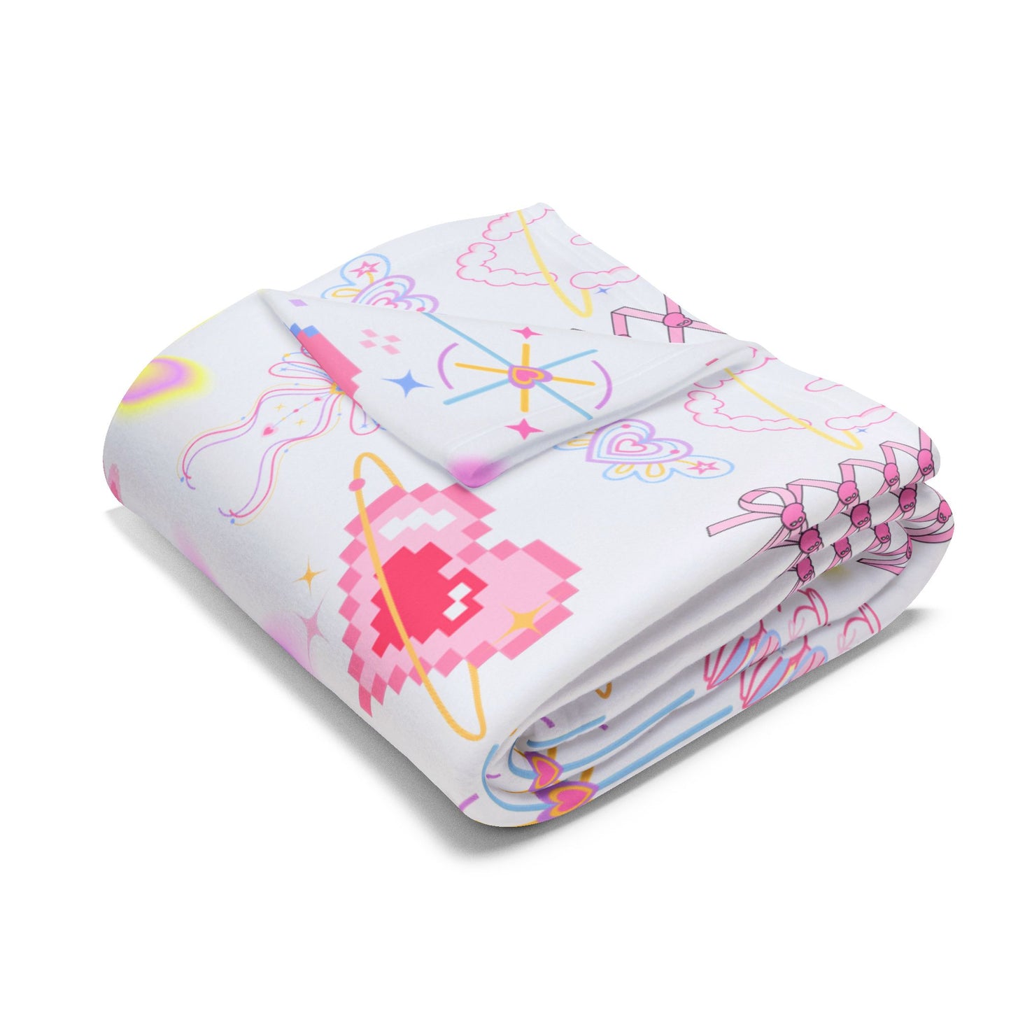 Pastel Fleece Blanket with Cute Pattern, Soft Throw, Home Decor