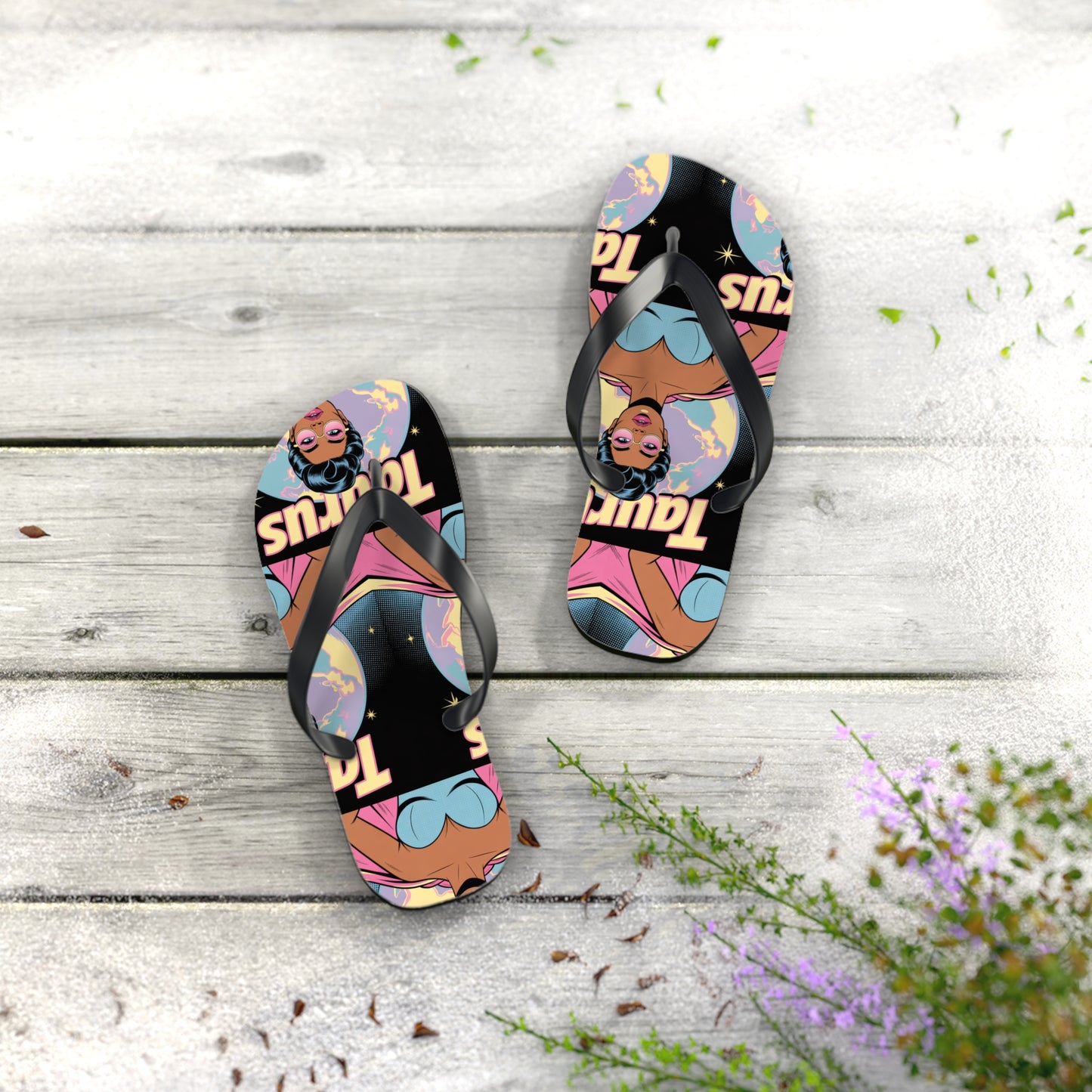 ‘TAURUS’ Colourful Flip Flops, Zodiac Sandals for Astrology Lovers