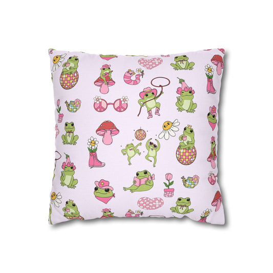 Frog-Themed Square Pillowcase, Frog Decor | Fun Home Decor